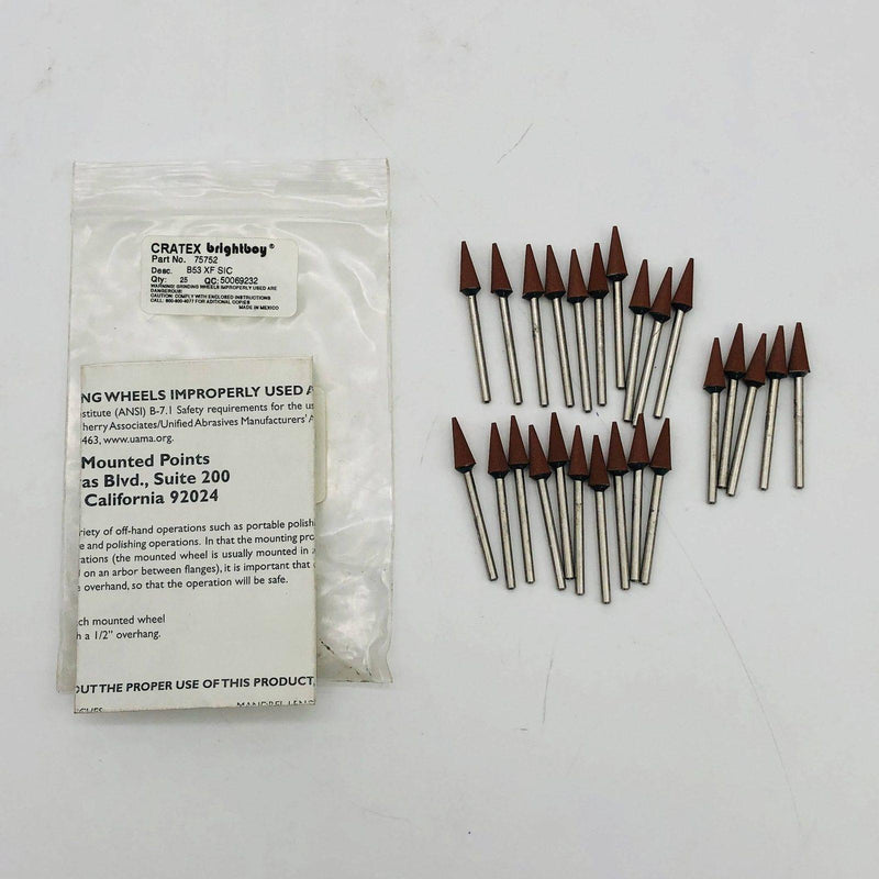Cratex Brightboy 75752 Mounted Rubber Cushion Wheel Point B53 XF SIC Pack of 25 1