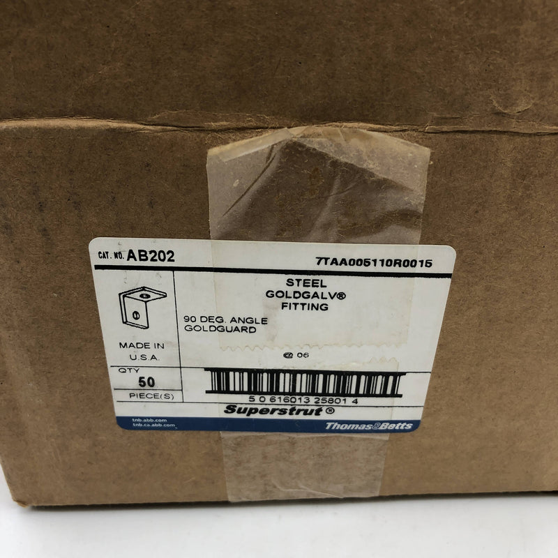 50pk Superstrut AB202 Angle Fitting Steel 90-Degree 2-Hole With GoldGalv Finish 2