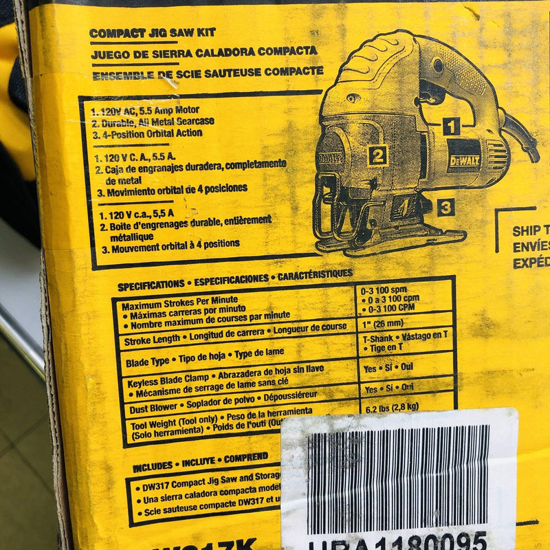 Dewalt DW317K Compact Jig Saw Kit Corded Top Handle 5.5 Amp with Storage Bag 3