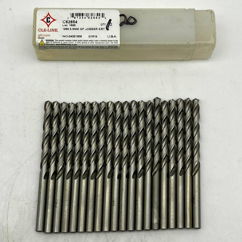 Cle-Line C62854 Jobber Drill Bit 5.6mm 1898 General Purpose HSS Bright Lot of 20