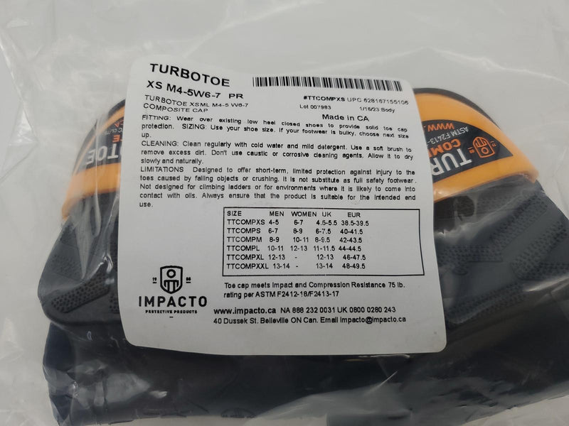 Impacto Turbotoe Overshoe Toe Caps XS Men 4-5 Women 6-7 PVC Composite TTCOMP-XS 8