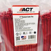 ACT AL-11-50-2-C Cable Tie 11in Length .18" Width 50lb Red Nylon 6/6 Pack of 300 2