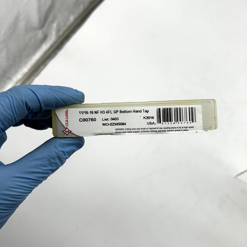 Cle-Line C00760 Bottom Hand Tap List 0403 11/16-16 NF H3 4Flute GP Bright HSS 2