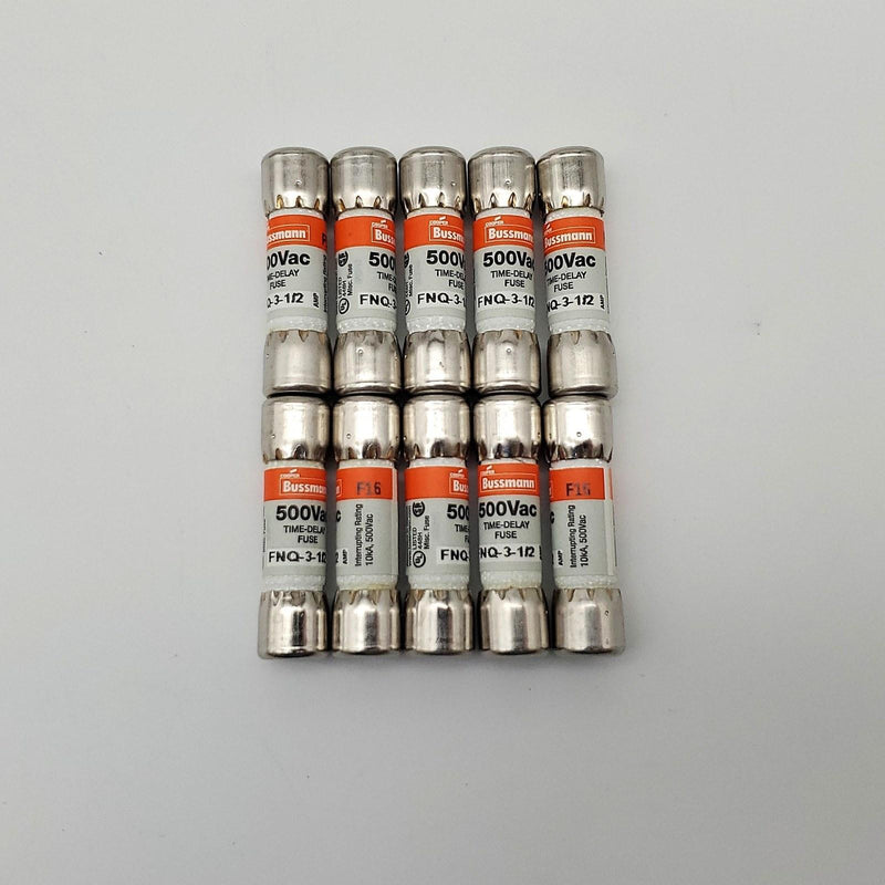 Bussmann FNQ-3-1/2 Fuses 0.5A 600V Time Delay UL Class Pack of 10 1