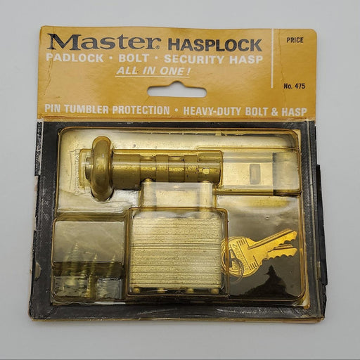 Master Lock No 475 Hasplock 4-1/2"L & Padlock Heavy Duty Keyed Alike USA Made 2
