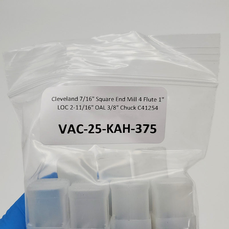 Cleveland 7/16" Square End Mill 4 Flute 1" LOC 2-11/16" OAL 3/8" Shank C41254