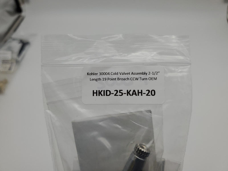 Kohler 30004 Cold Valvet Assembly 2-1/2″ Length 19 Point Broach CCW Turn OEM 5