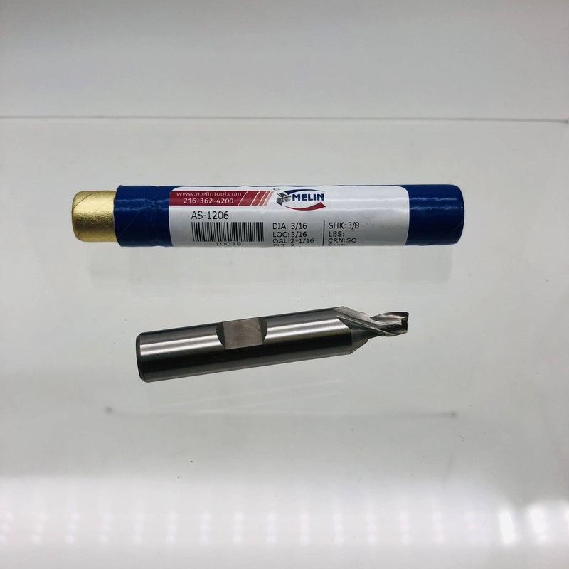 Melin AS-1206 End Mill 3/16 Dia 3/8 Shank 2 Flutes 2-1/16 OAL 3/16 LOC Square 9