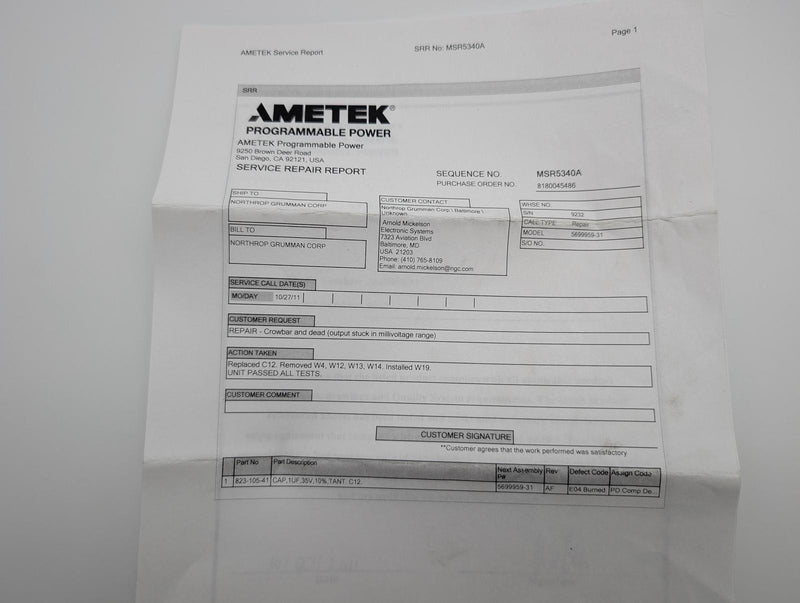 Elgar 5699959-31 DC Power Module 32VDC for Elgar AT8000 Programmable DC System 5