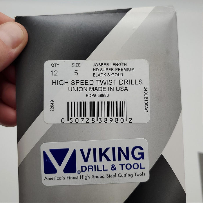 12x Viking Size 5 Drill Bits 38980 135 Deg Split Point HSS Jobber Length 3-3/4" 5