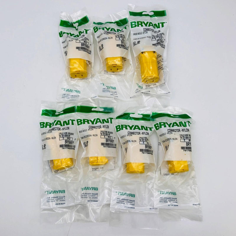 Bryant BRY5969Y Nylon Connector 15A 125V NFMA 5-15R 2 Pole 3 Wire Grounding 7pk 1