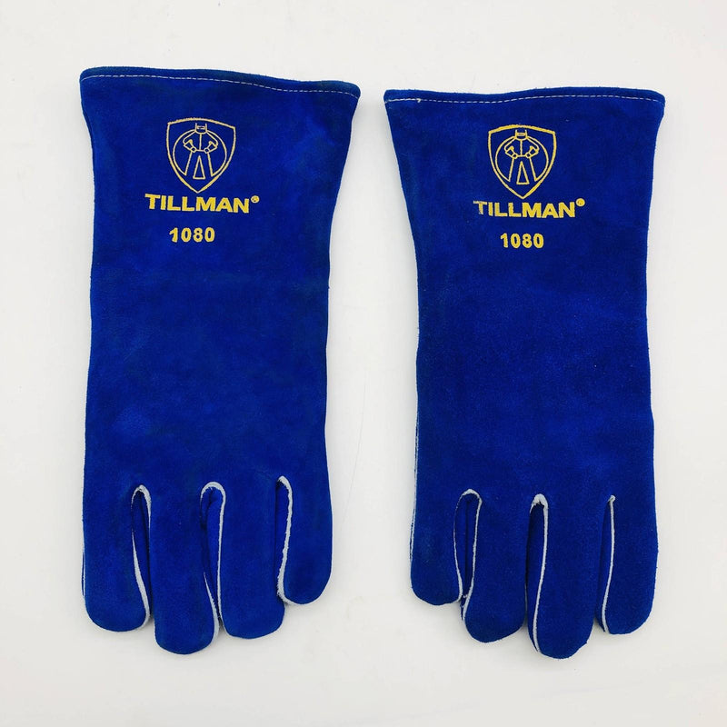 Tillman 1080 Stick Welding Welders Glove Size Large Blue Leather Cotton 1 Pair 5