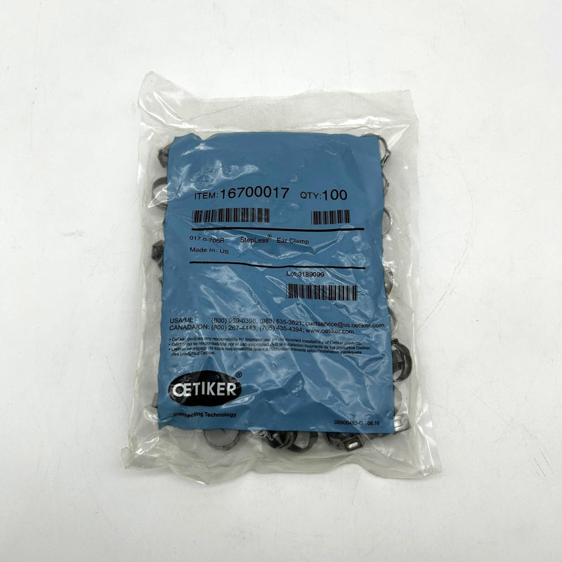 Oetiker 16700017 Stepless Ear Clamp 15.7-706R Stainless Steel Package of 100