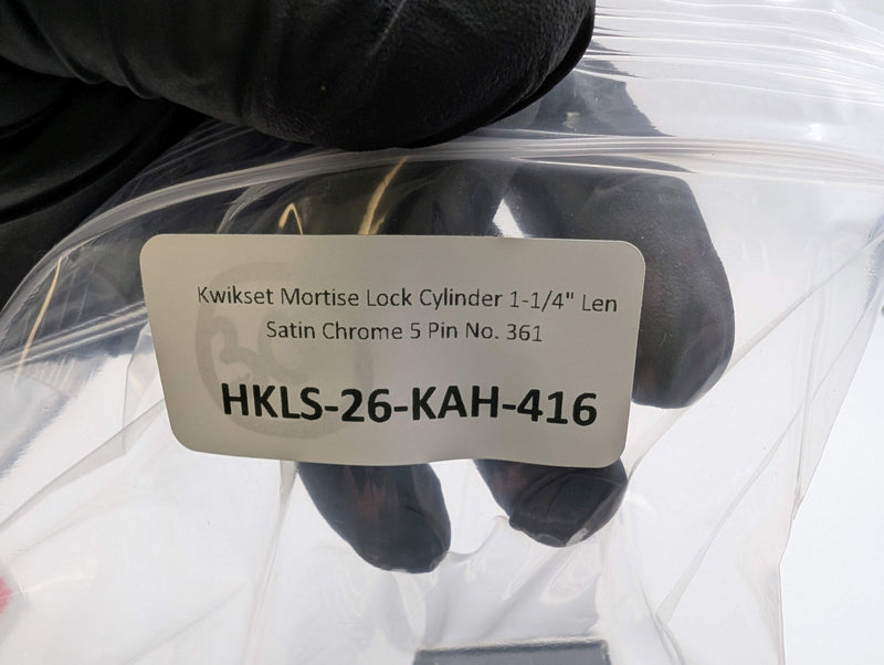 Kwikset Mortise Lock Cylinder 1-1/4" Len Satin Chrome 5 Pin No. 361
