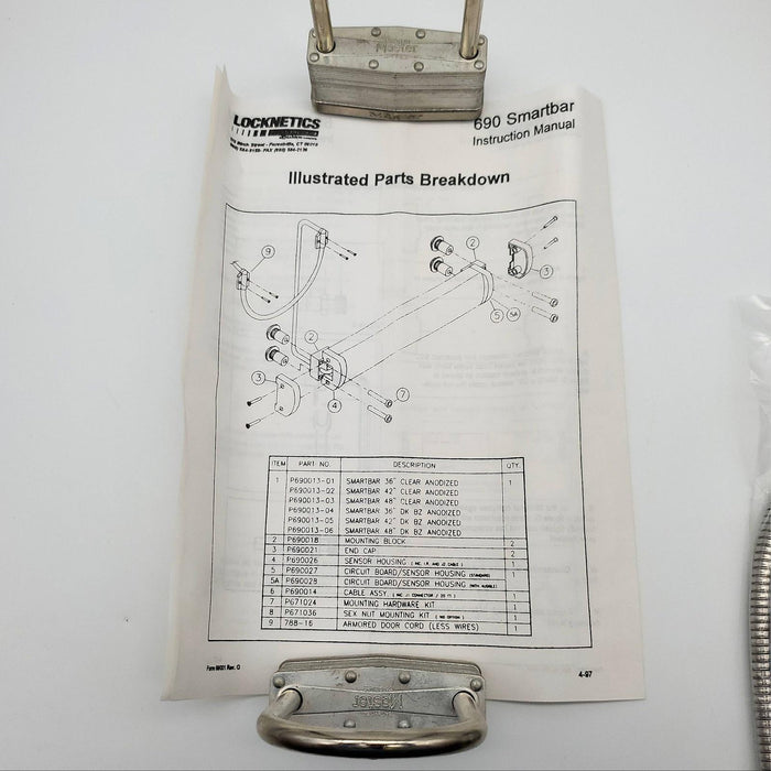 Locknetics 690 SP Smartbar Exit Device Acess Control 14" Satin ALUM 12/24 VDC 11