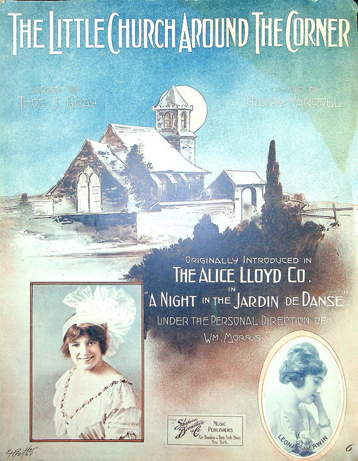 1913 The Little Church Around The Corner Sheet Music Night In Jardin De Dans Cp2 1