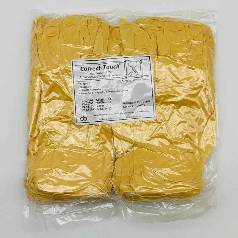 Correct-Touch PFXT204 Disposable Gloves XL Cleanroom 12" Latex PF 100/Bag 1