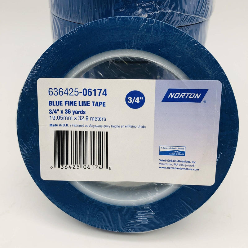 Norton 6174 Fine Line Masking Tape Blue 3/4in x 36 yds 63642506174 12 Rolls 2