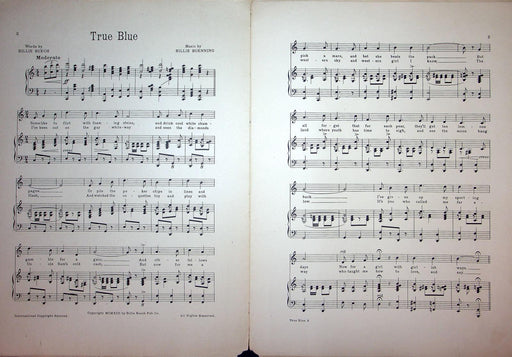 1913 True Blue Vintage Sheet Music Large Billie Buech Buenning Love Ballad Song 2