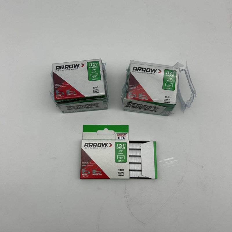 Arrow JT21 Staples 1/4" 6mm #214 Universal Fit JT-21/JT21CM 10pks/10000 Total