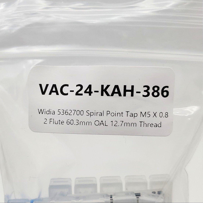 Widia 5362700 Spiral Point Tap M5 X 0.8 2 Flute 60.3mm OAL 12.7mm Thread 6