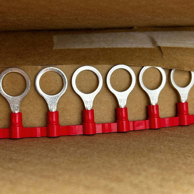 Panduit PV18-38RB-2K Vinyl Ring Terminal Red 22 – 18 AWG Wire 3/8 Stud (2000pk)