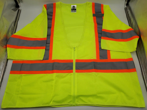 Ergodyne Reflective Safety Vest Sleeved Zipper Lime 2XL/3XL Inside Pocket 8330Z 1