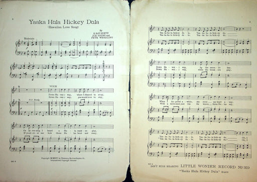 1916 Yaaka Hula Hickey Dula Sheet Music Goetz Young Wendling Hawaiian Love Song 2