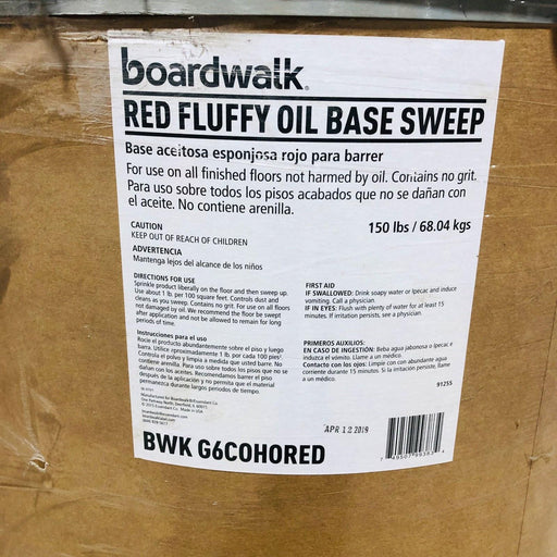 16x Boardwalk G6COHORED Red Fluffy Oil Base Sweep 150lb Drum Grit Free Dust Control 2