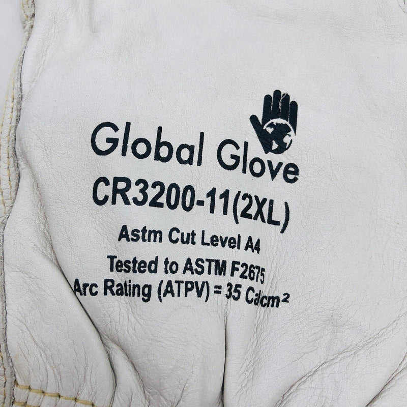 Global CR3200-11 Leather Driver Work Gloves Sz 11 2XL Keystone Thumb 2 Pairs 2