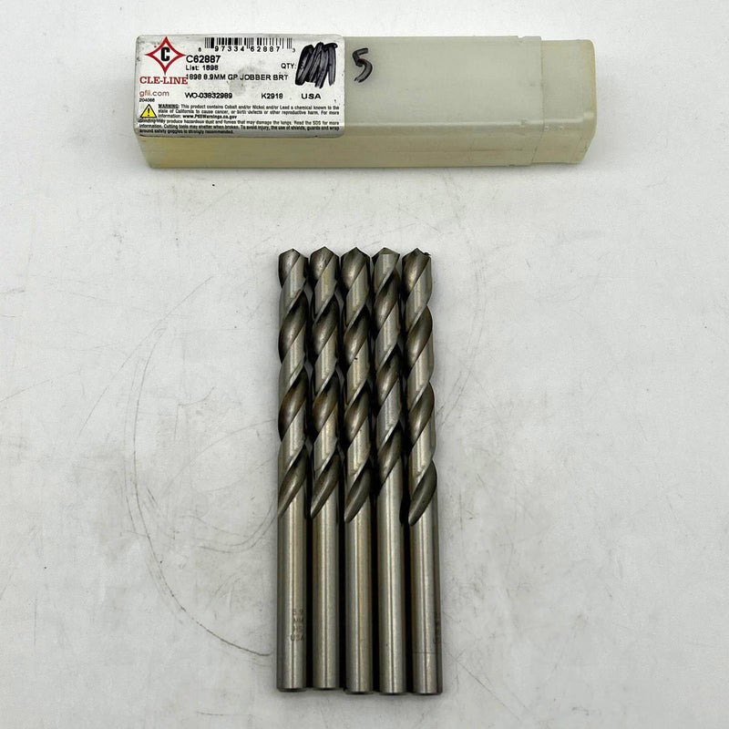 Cle-Line C62887 Jobber Drill Bit 8.9mm 1898 General Purpose HSS Bright Lot of 5
