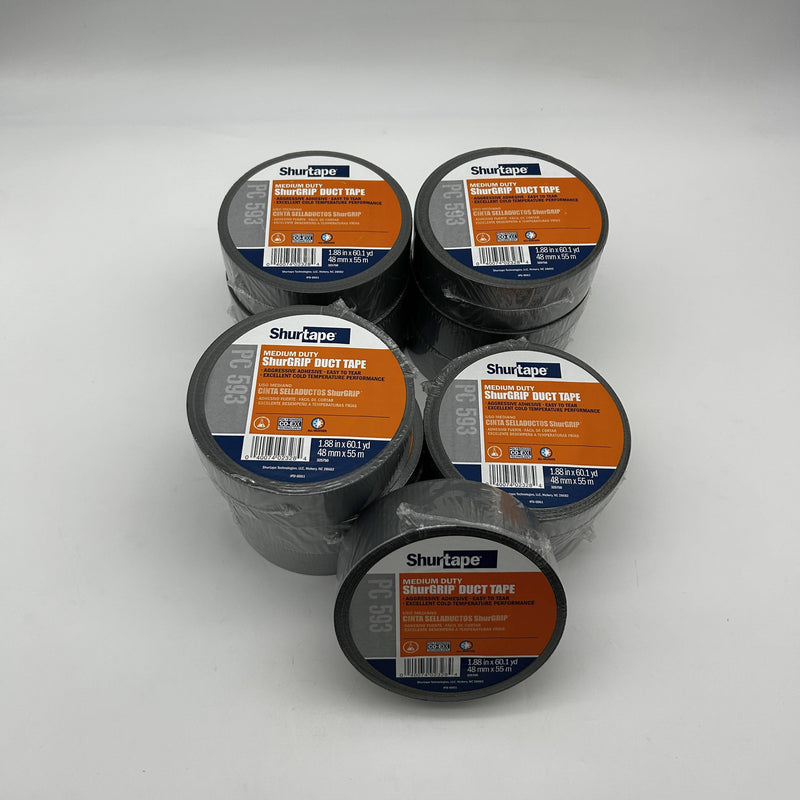 Shurtape PC593 Duct Tape Silver 48MM X 55m 8 Mil General Purpose 152303 12 Rolls