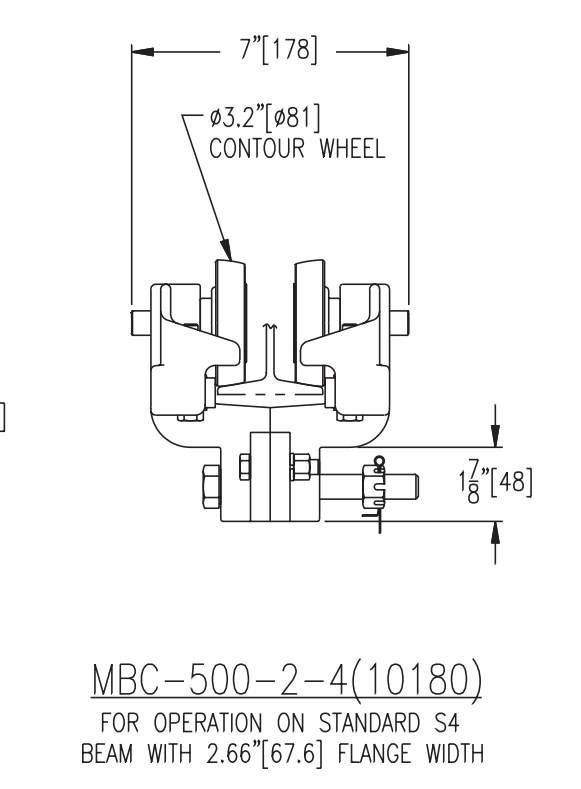 Unified Industries 2 Wheel Trolley Track Rail With 4 Guides 500 LB MBC500-2-4