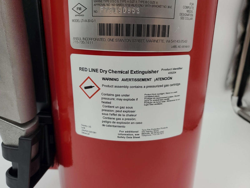 Ansul 435167 Fire Extinguisher 30lb Red Line Portable Nitrogen LT-I-A-30-G-1 7