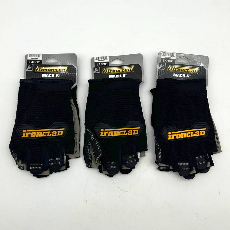 Ironclad Mach-5 Fingerless Glove Sz Large Anti Vibration Impact MFG2-04 3 Pairs