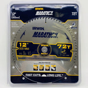 Irwin 14082 Circular Saw Blade 12" w 1" Arbor 72T Carbide Teeth Trim Finish 1