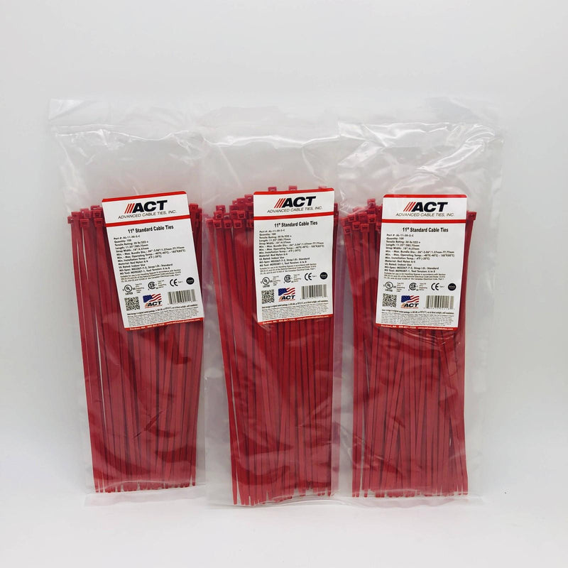 ACT AL-11-50-2-C Cable Tie 11in Length .18" Width 50lb Red Nylon 6/6 Pack of 300 5