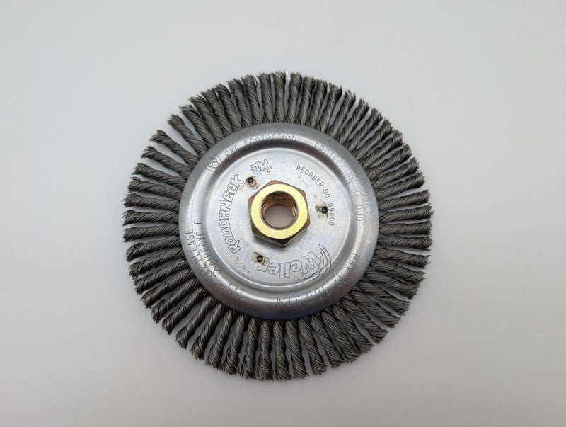 Weiler 6" Wirewheel Root Pass Brush .020" Steel Wire 5/8"-11 UNC Nut 09400 2