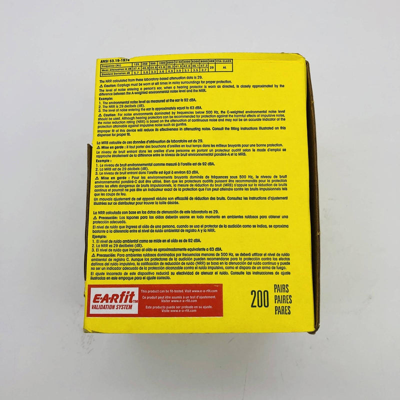 3M 390-1000 Ear Plugs Uncorded Disposable Foam NRR 29 EAR Classic 200 Pairs/Box 7