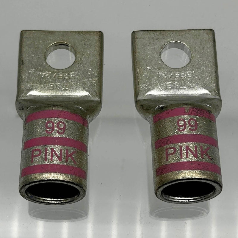 2pk Thomas & Betts 58182 Copper Lug Std Brrl 5/8" 1-Hole Wire Sz 1325/24 Pink 99 1