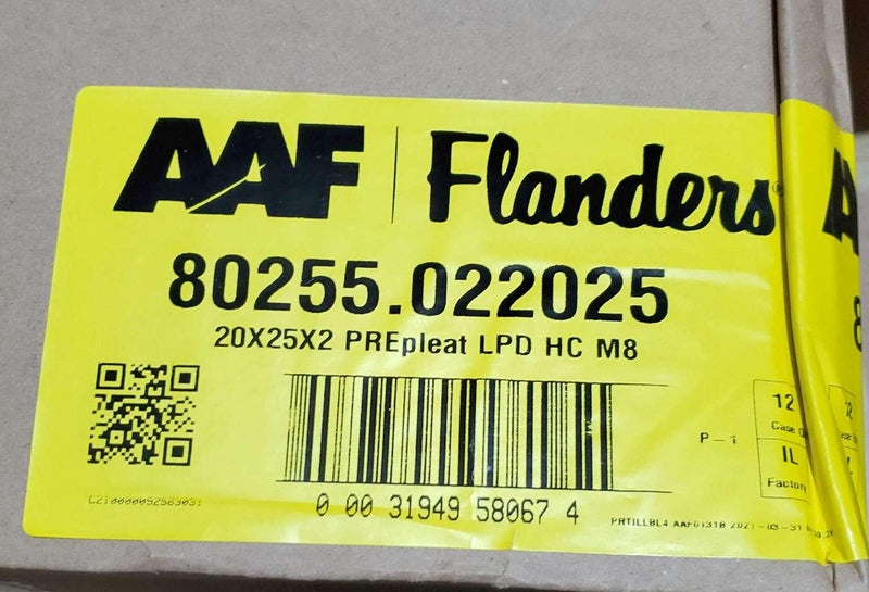 AAF Flanders 20x25x2 PREpleat Air Filters HC Merv 8 80255.022025 Pack of 12 4