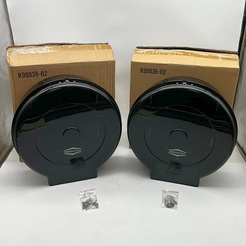 VersaPro D52002 Toilet Paper Dispenser 12in Jumbo Roll Tissue Smoke Black 2pk 1