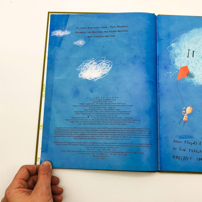 Stuck Oliver Jeffers Hardcover 2011 Flying Kite Tree Trouble Perseverance 7