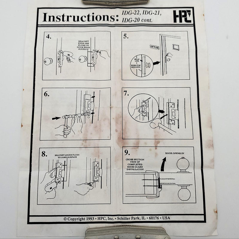 HPC IDG-21 Interlock Door Guard 8-3/8" L Standard Mortise Lock Set Dark Bronze 7