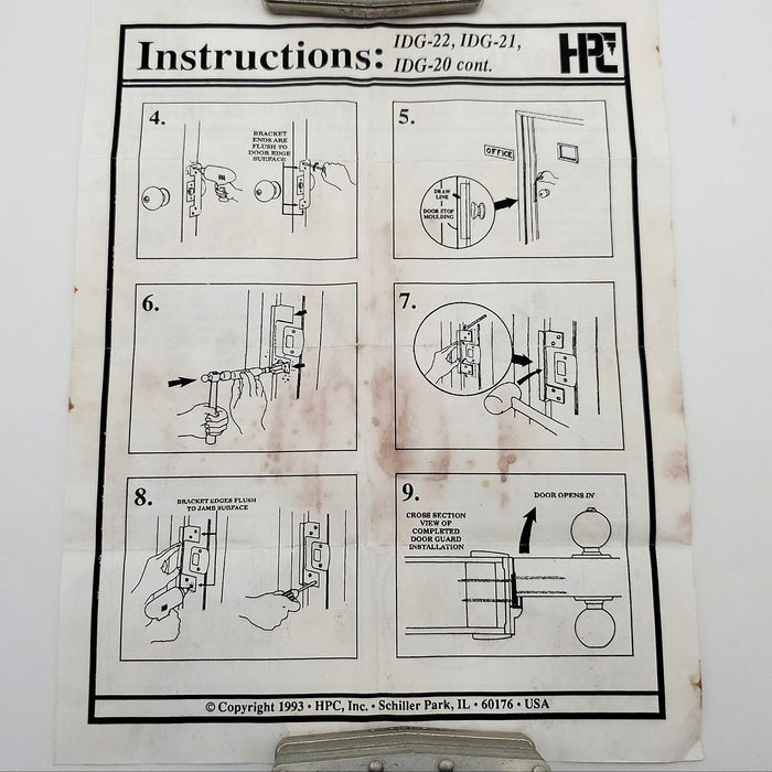 HPC IDG-21 Interlock Door Guard 8-3/8" L Standard Mortise Lock Set Dark Bronze 7