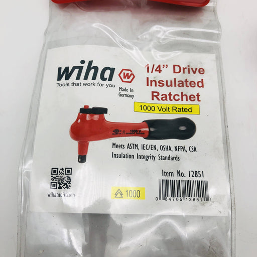 Wiha 12851 Insulated Ratchet 1/4in Drive Reversible Up to 1000 Volt Rated 2
