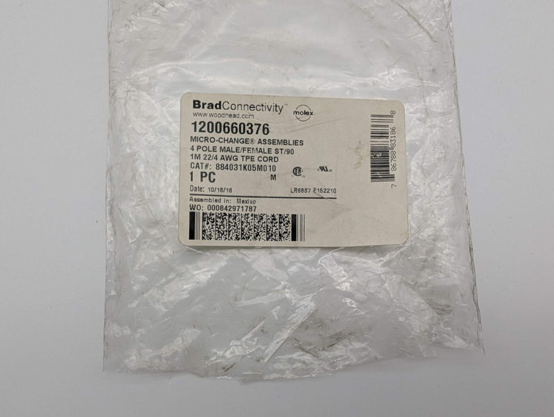 Brad Connectivity 1200660376 Micro-Change Cable 4 Pin Male to 90 Deg Fem 1 Meter