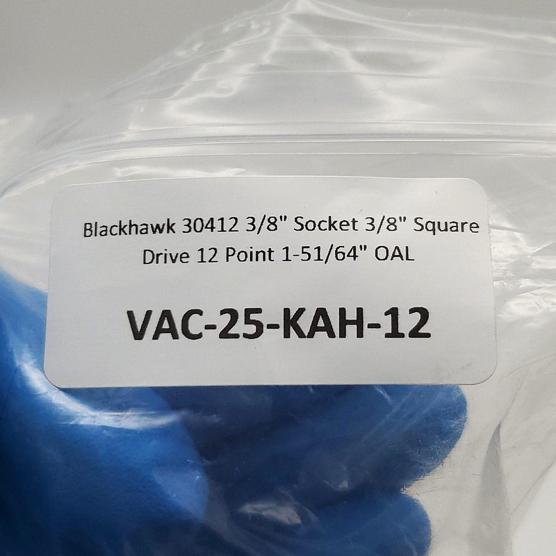 Blackhawk 30412 3/8" Socket 3/8" Square Drive 12 Point 1-51/64" OAL 5