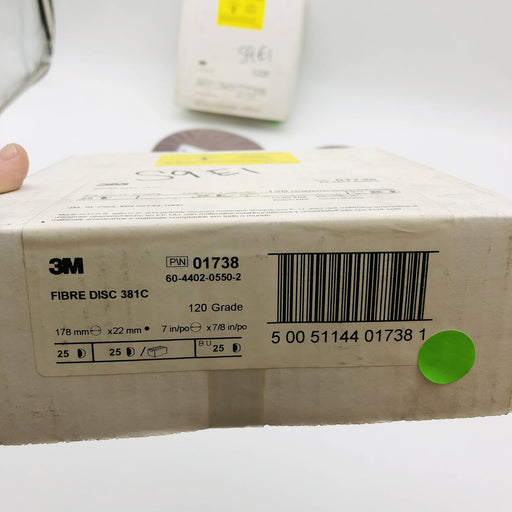 3M 01738 Fiber Discs 7in 381C 7/8in AH 120 Grad Type C General Purpose Lot of 55 2