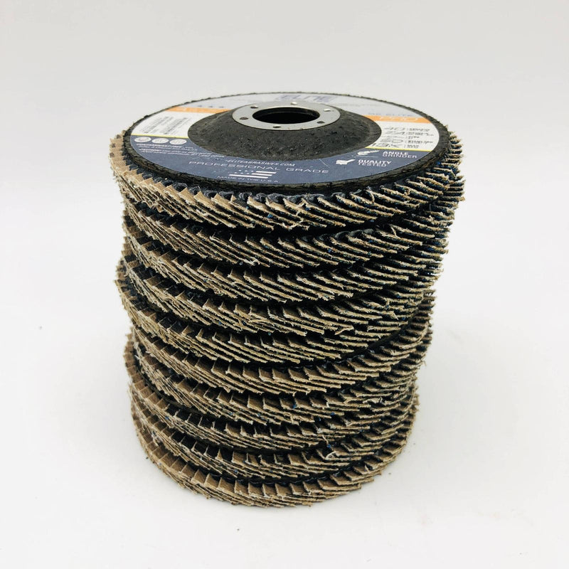 10x Elite Abrasives 12822 Flap Disc 4.5x7/8 Zirconia Alumina T27 40 Grit W/ Aids 6